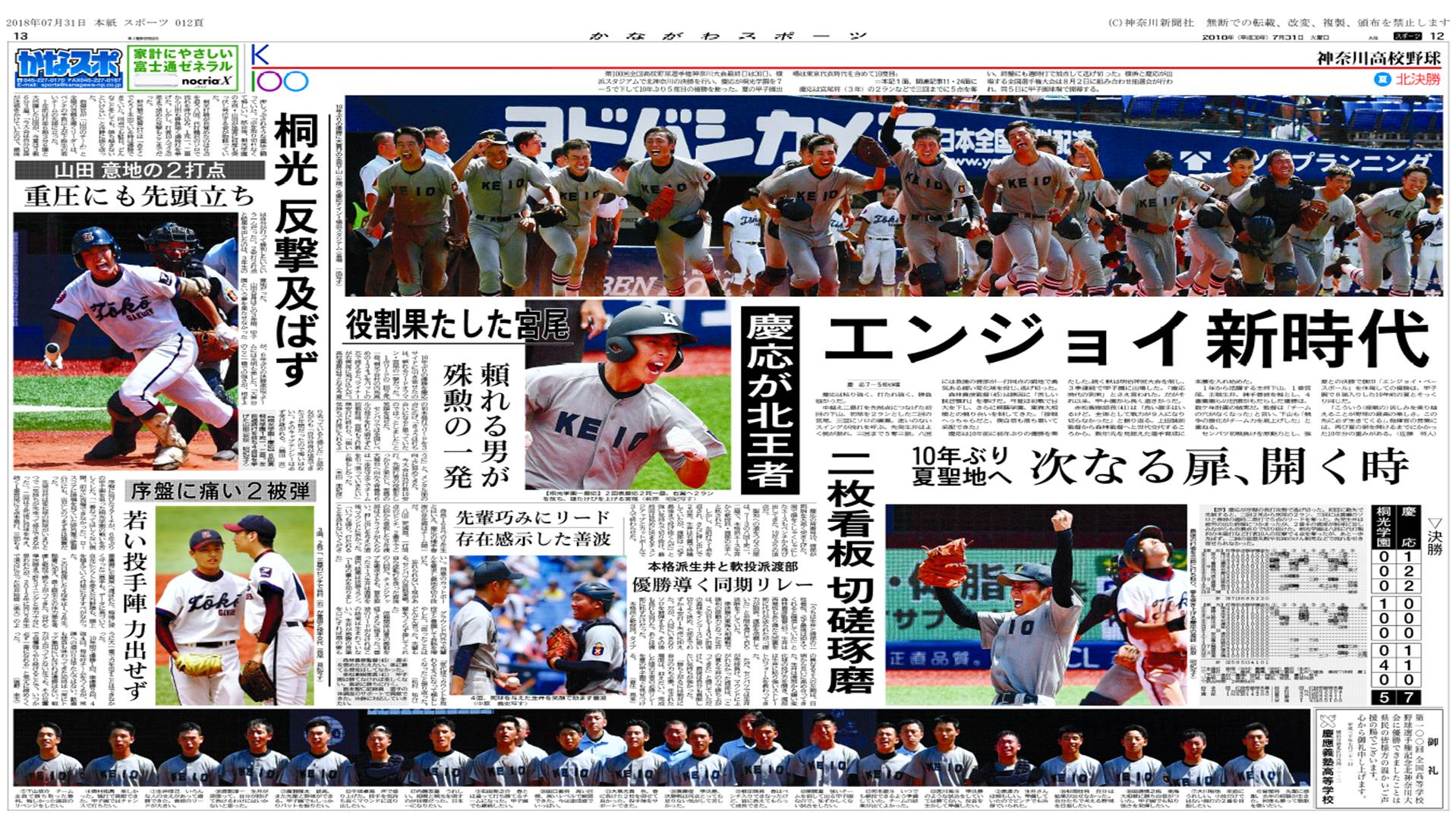 神奈川新聞 2018年7月31日掲載